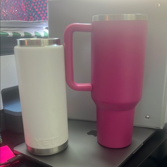 Stanley Pink Tumbler and YETI White Tumbler Set - Picture 3 of 3